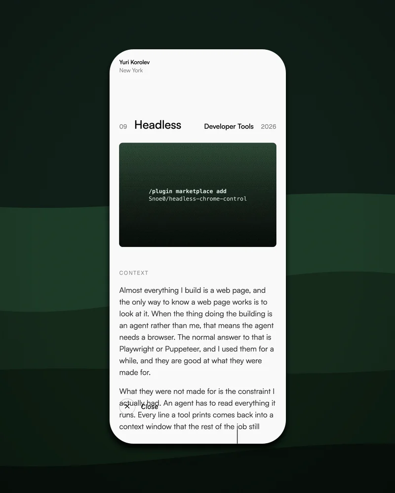 Headless — Its own page at 390 wide, photographed by the thing that checks it