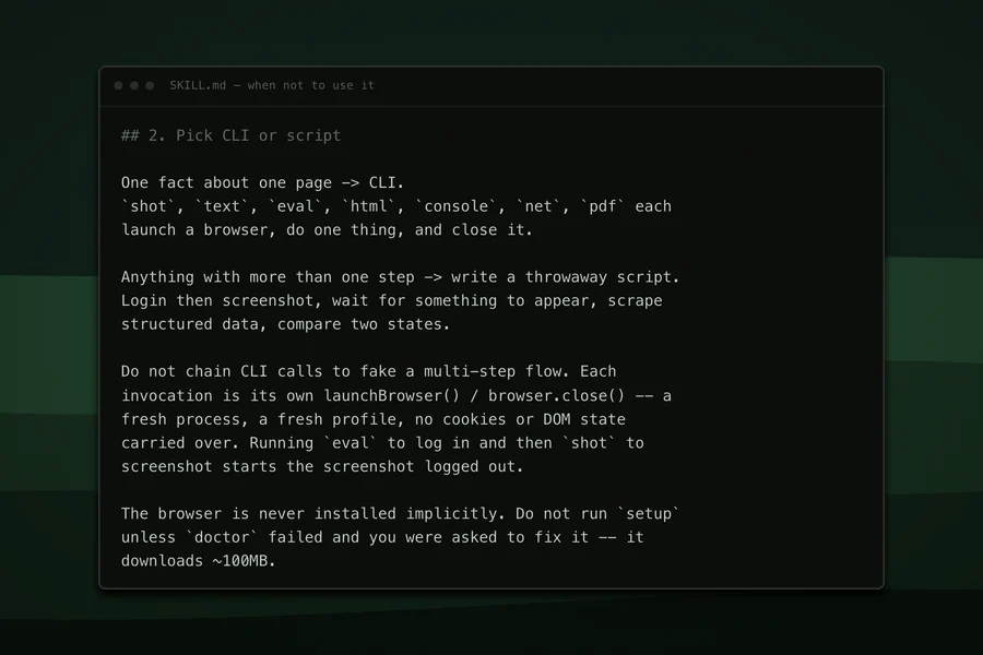 Headless — Most of the skill is about when not to use the tool